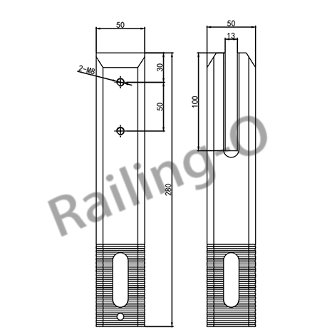 POOL FENCE SPIGOT SQUARE 280MM