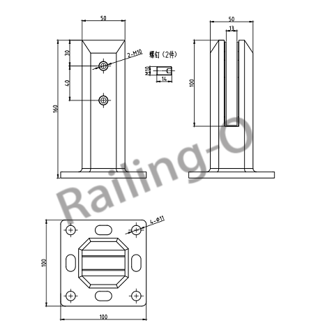 POOL FENCE SPIGOT SQUARE FLANGED 160mm