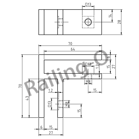 GLASS CLAMP 90˚ CORNER