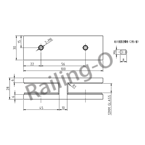 GLASS CLAMP 180˚ INLINE JOINER 100MM