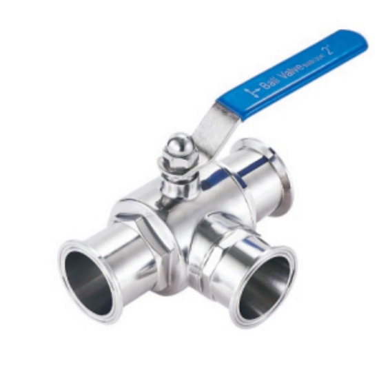 Hygienic quick-install 3-way ball valve