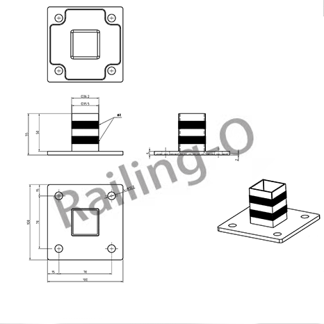 Stainless Steel Square Tube Long Base Plate